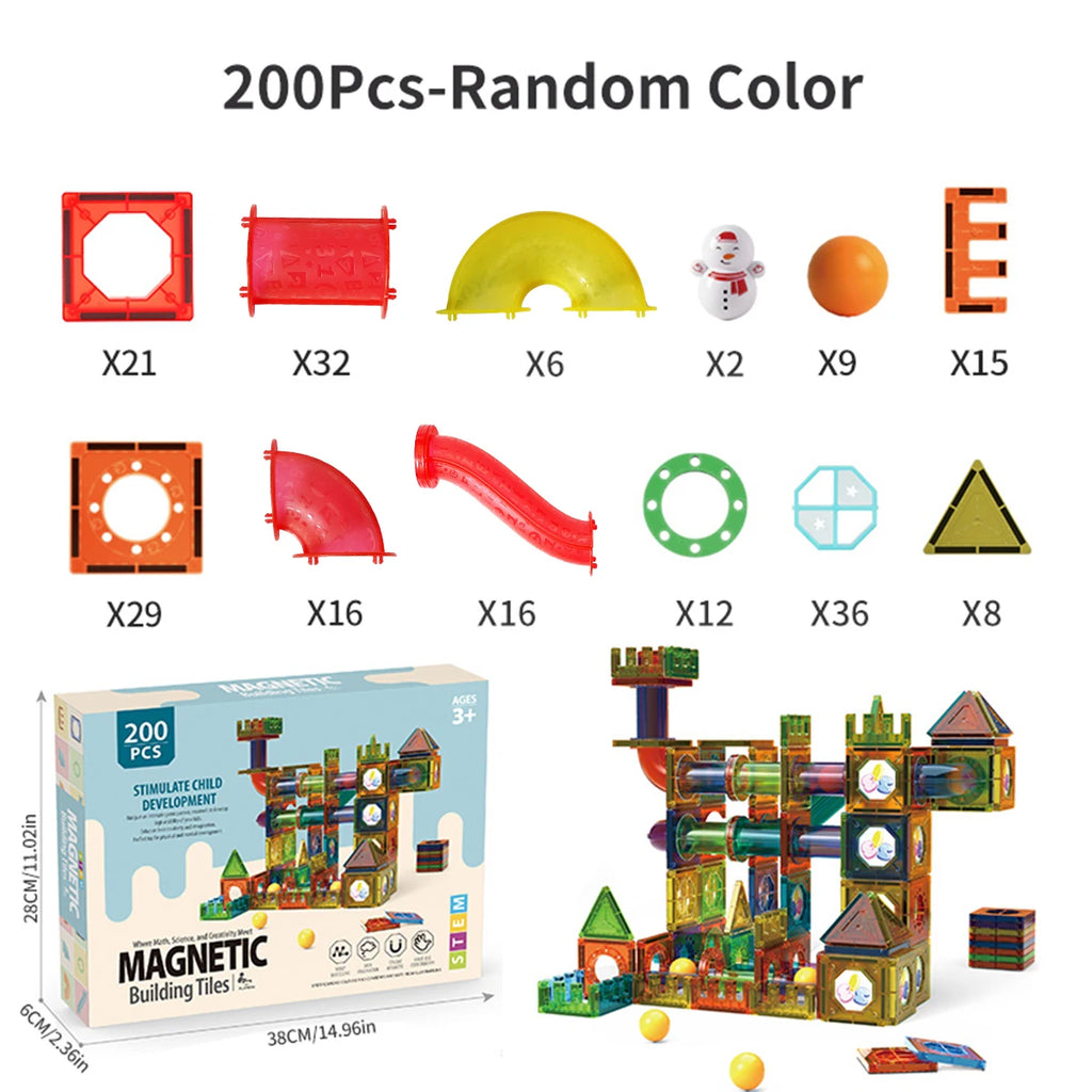 Clear Magnetic Tiles Marble Run Building Set