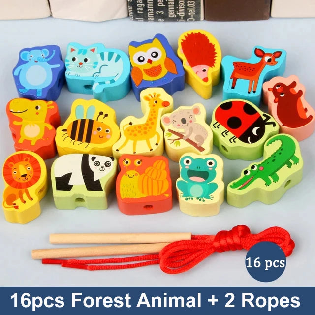 Wooden Threading Beads Lacing Toy