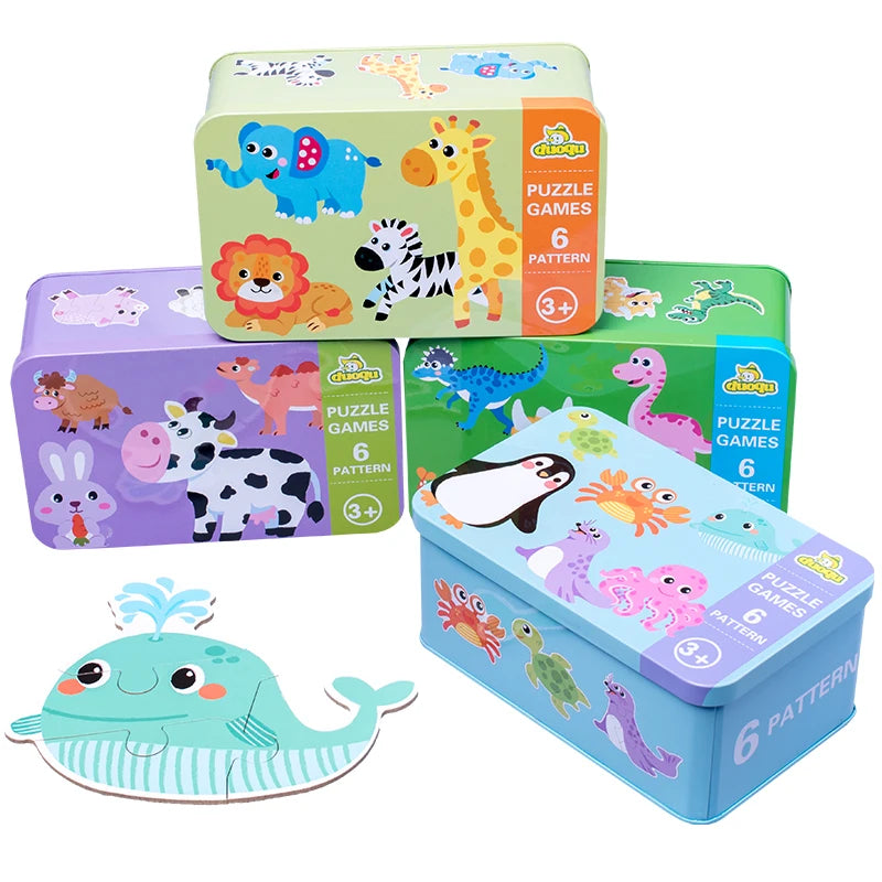 Wooden Animal and Vehicle Jigsaw Puzzle Set