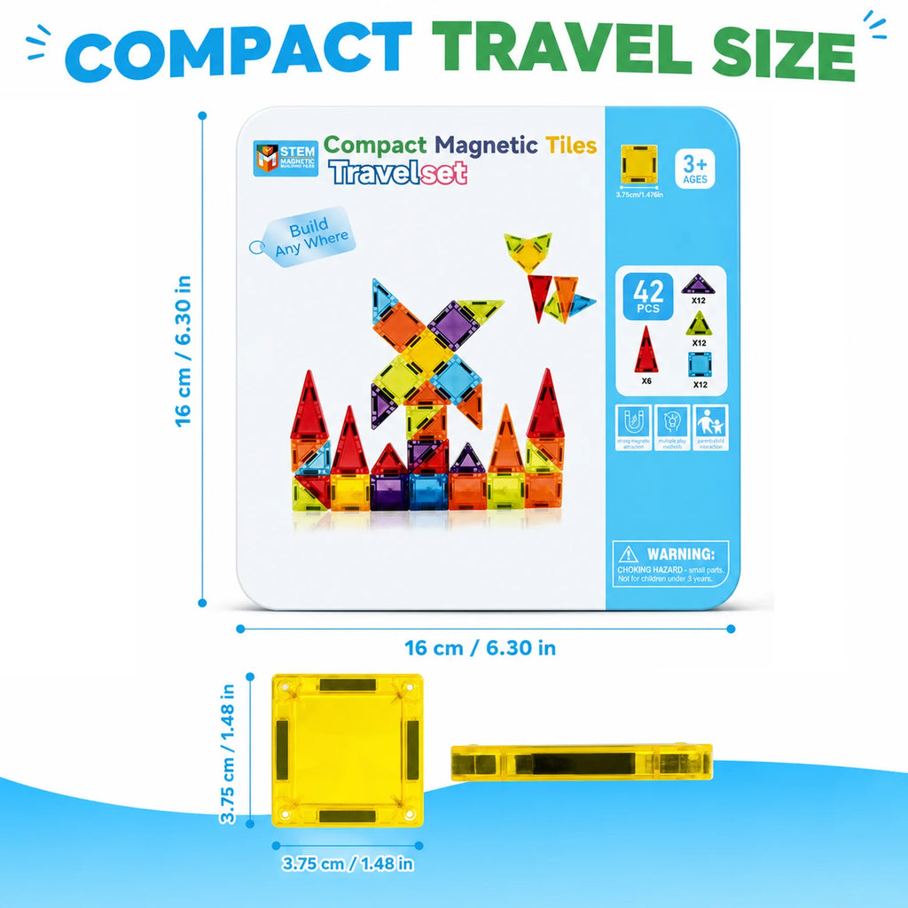 Mini Magnetic Tiles Travel Set in Tin Box