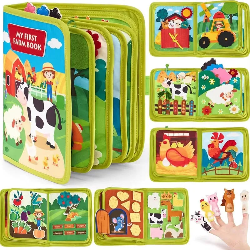 Toddlers Montessori Farm Animal Busy Cloth Book