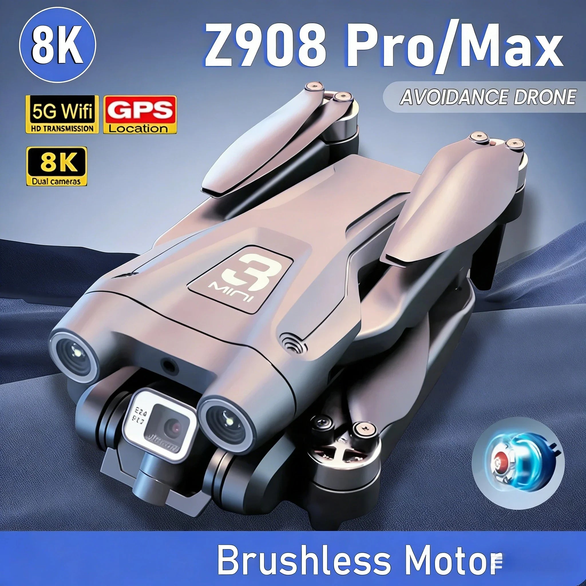 Z908 Pro / MAX 8K Drone – 4K/6K/8K WiFi FPV Quadcopter with Optical Flow & 3-Sided Obstacle Avoidance