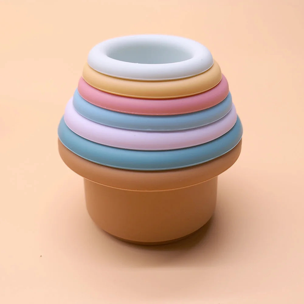Rainbow Silicone Stacking Cup Set