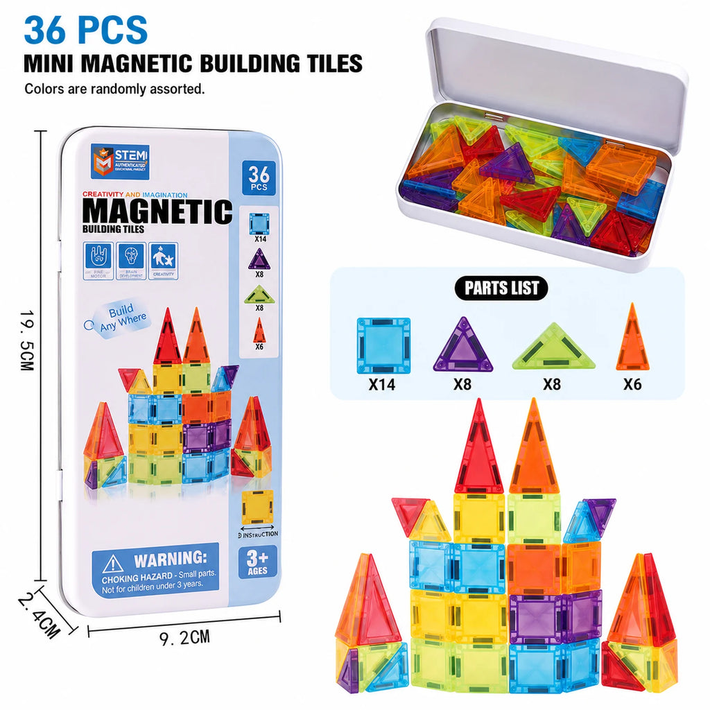Mini Magnetic Tiles Travel Set in Tin Box
