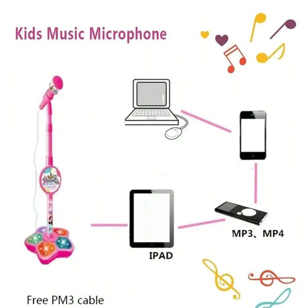 Kids Karaoke Microphone Stand with LED Lights