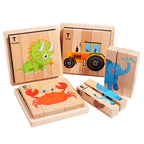 Montessori 3D Wooden Animal Transport Building Blocks Puzzle