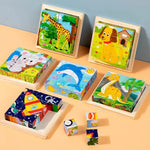 Montessori 6-in-1 Wooden Cube Puzzle Blocks
