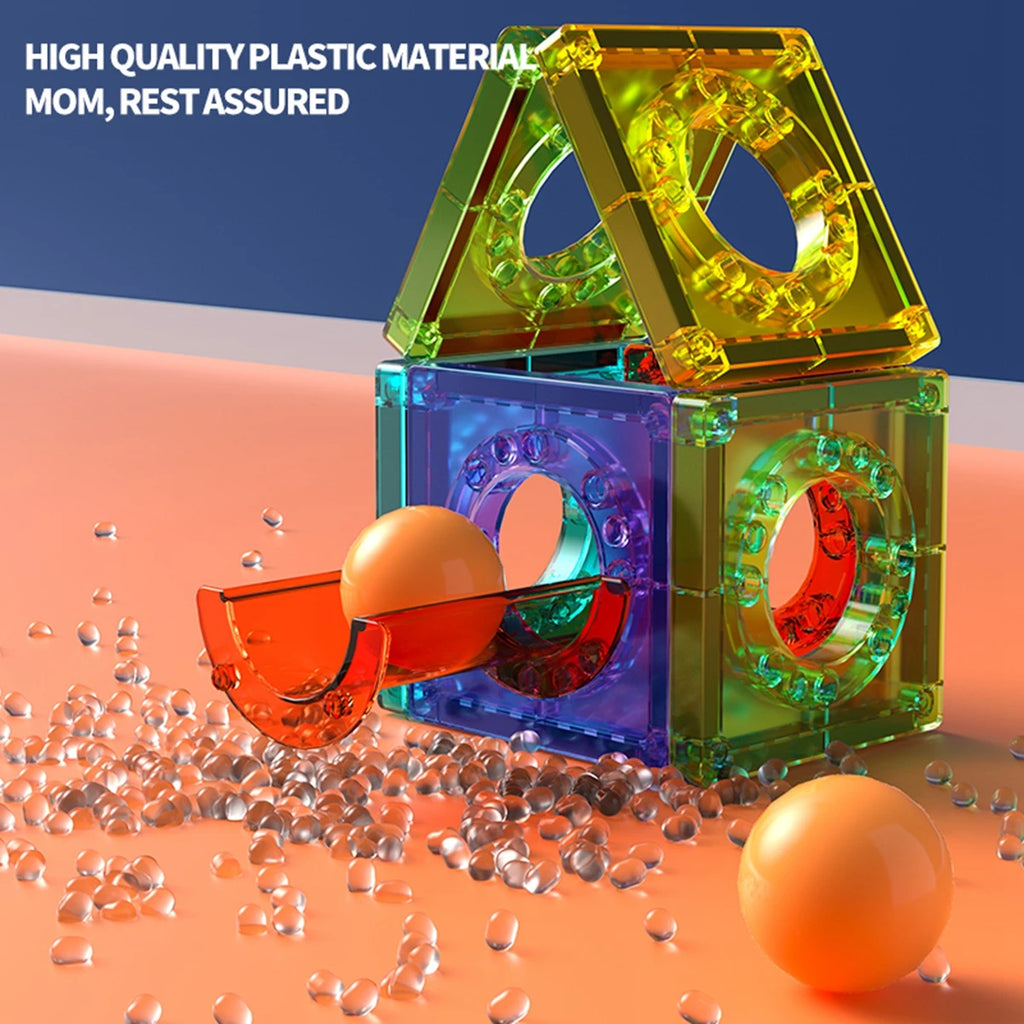 Clear Magnetic Tiles Marble Run Building Set