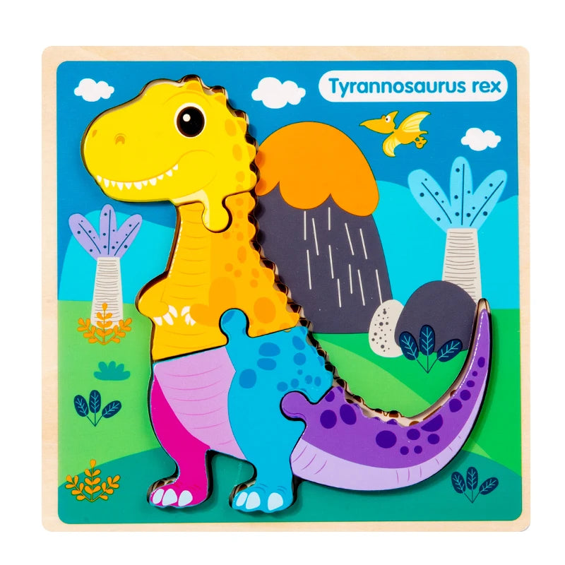 Wooden Dinosaur Shape Matching Puzzle