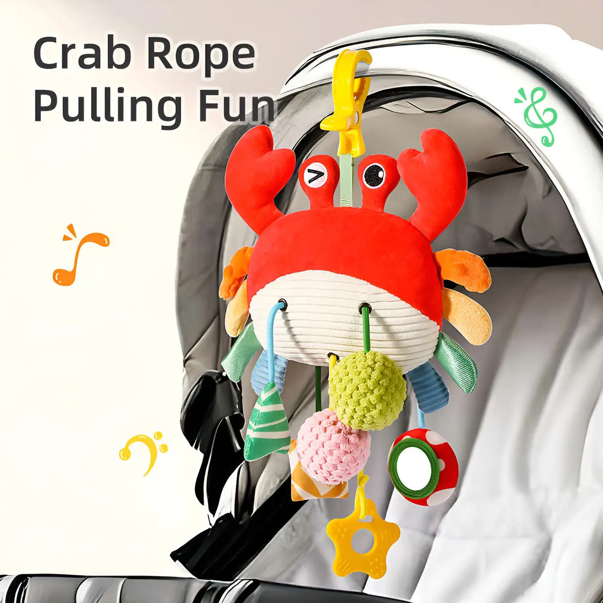 Crab and Chick Pull-String Stroller Toy