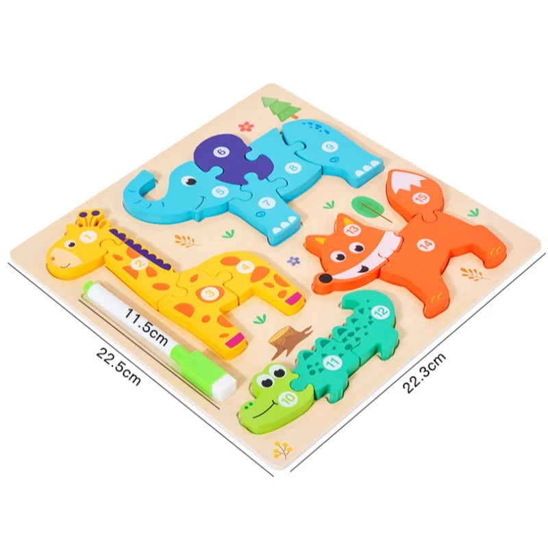 Wooden 3D Shape Puzzle with Drawing Board