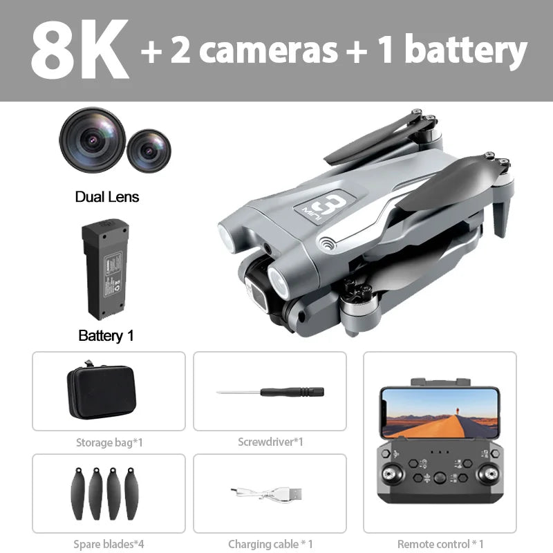 Z908 Pro / MAX 8K Drone – 4K/6K/8K WiFi FPV Quadcopter with Optical Flow & 3-Sided Obstacle Avoidance