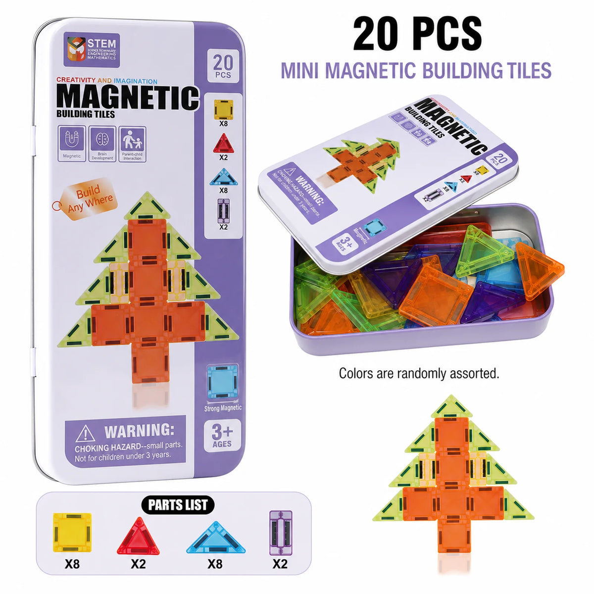 Mini Magnetic Tiles Travel Set in Tin Box