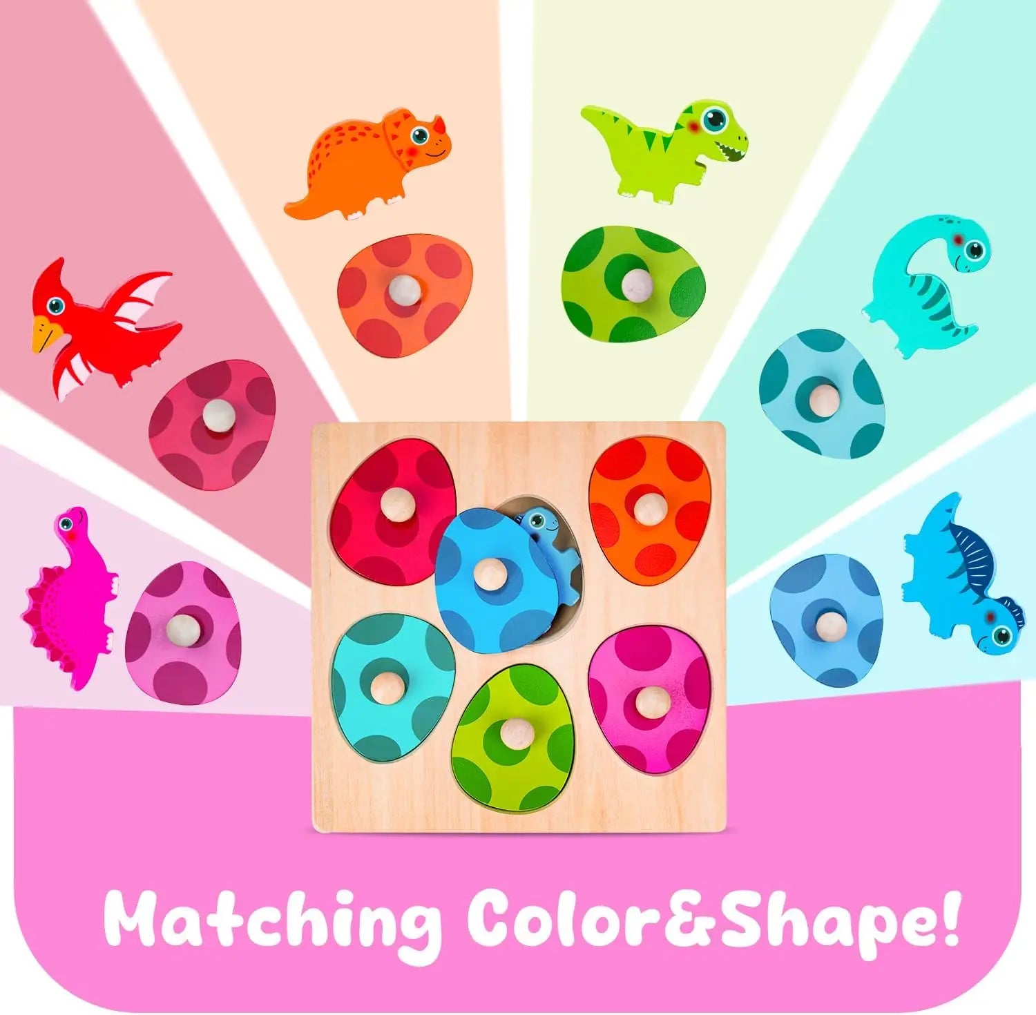 Montessori Wooden Dinosaur Egg Peg Jigsaw Puzzle