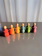 Beech Wooden Rainbow Sorting Peg Dolls