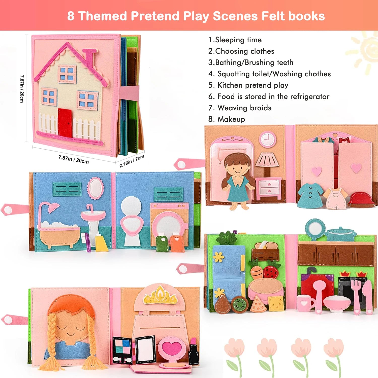 Montessori 3D Busy Book Story Cloth Activity Board