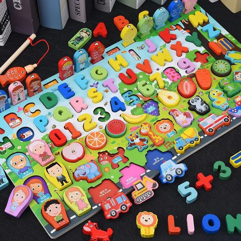 Wooden Busy Board with Fishing Game