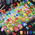 Wooden Busy Board with Fishing Game