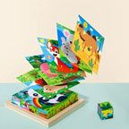 Montessori 6-in-1 Wooden Cube Puzzle Blocks