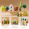 Montessori Sensory Wooden Forest Blocks & Animal Threading Toys