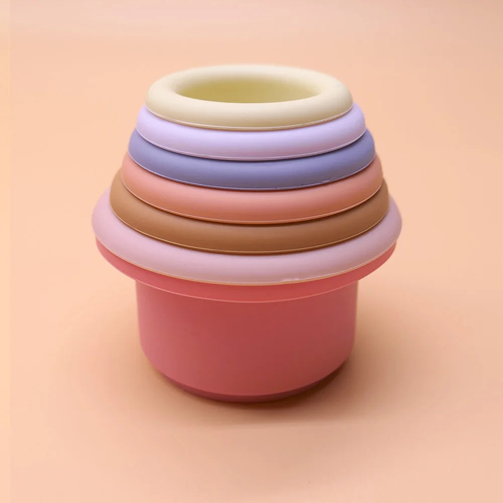 Rainbow Silicone Stacking Cup Set