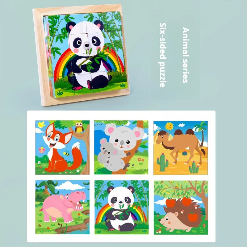 Montessori 6-in-1 Wooden Cube Puzzle Blocks