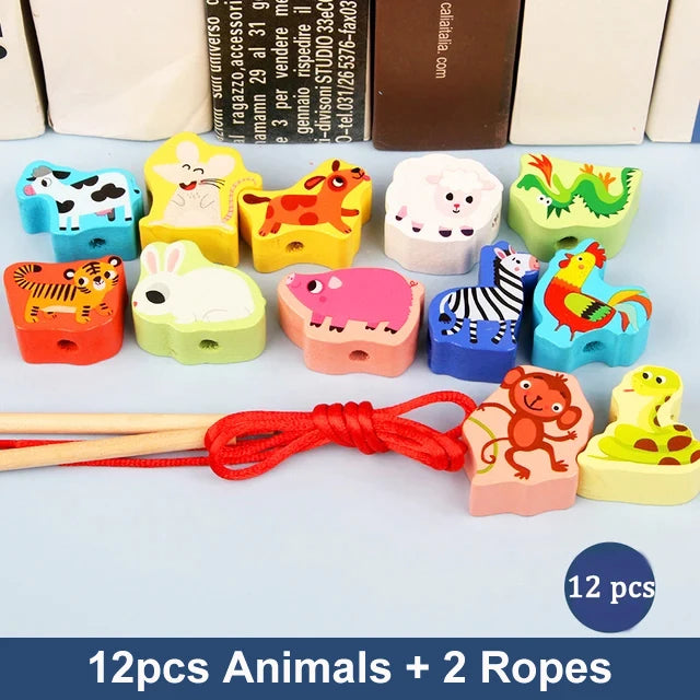 Wooden Threading Beads Lacing Toy