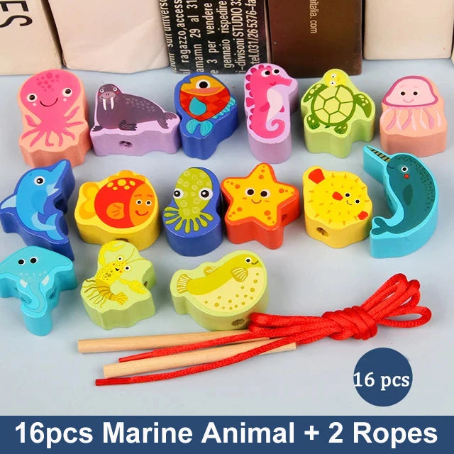 Wooden Threading Beads Lacing Toy