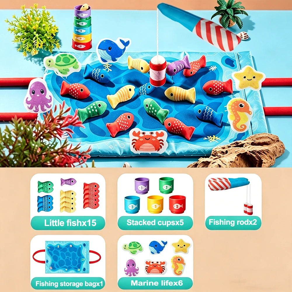 Montessori Cloth Fishing Game with Sea Animals