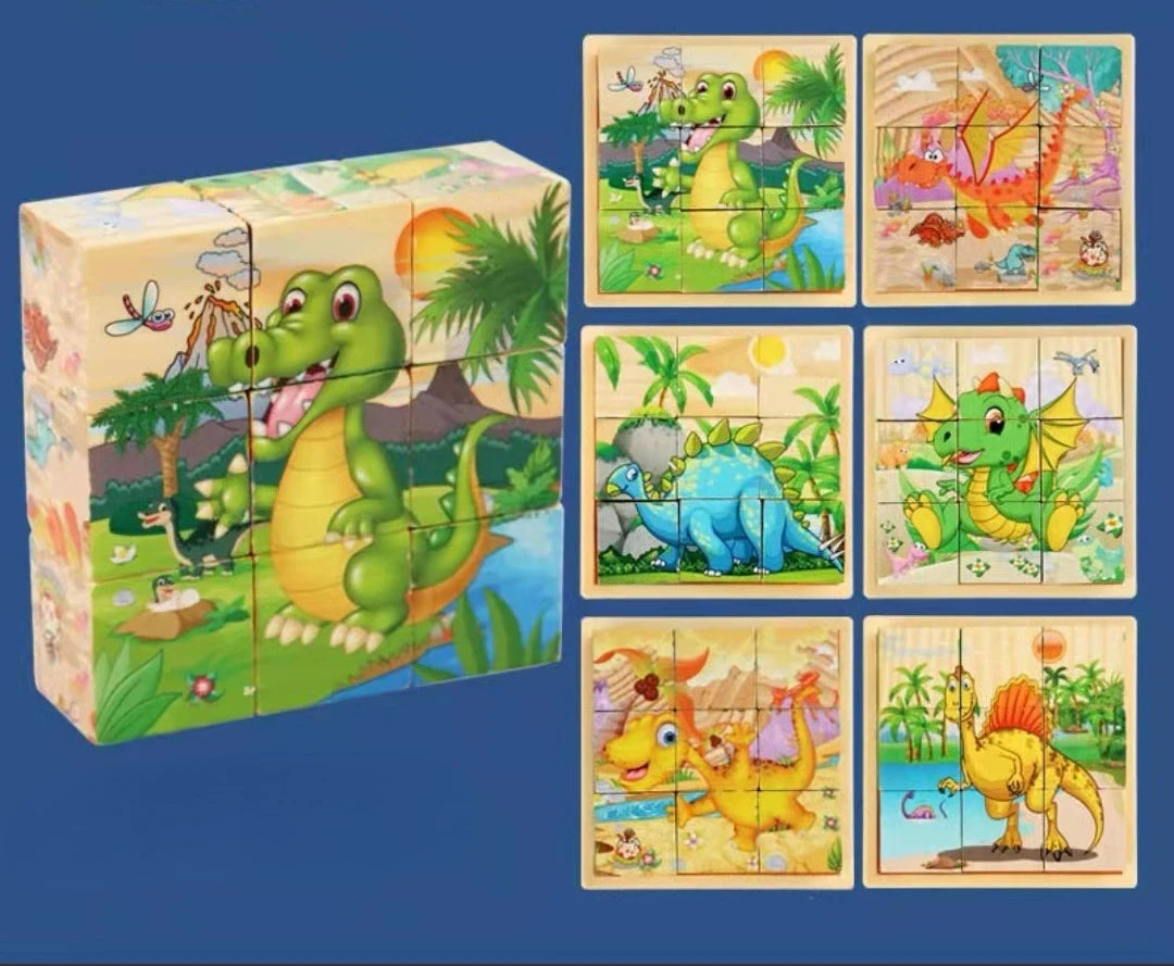 Montessori 6-in-1 Wooden Cube Puzzle Blocks