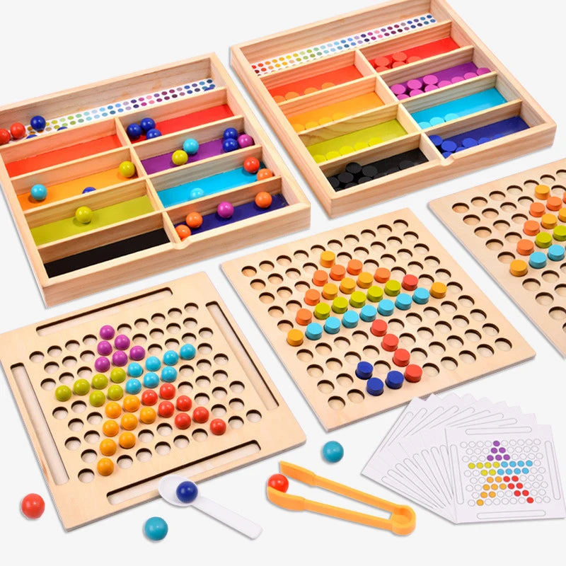 Wooden Clip Beads Sorting Game
