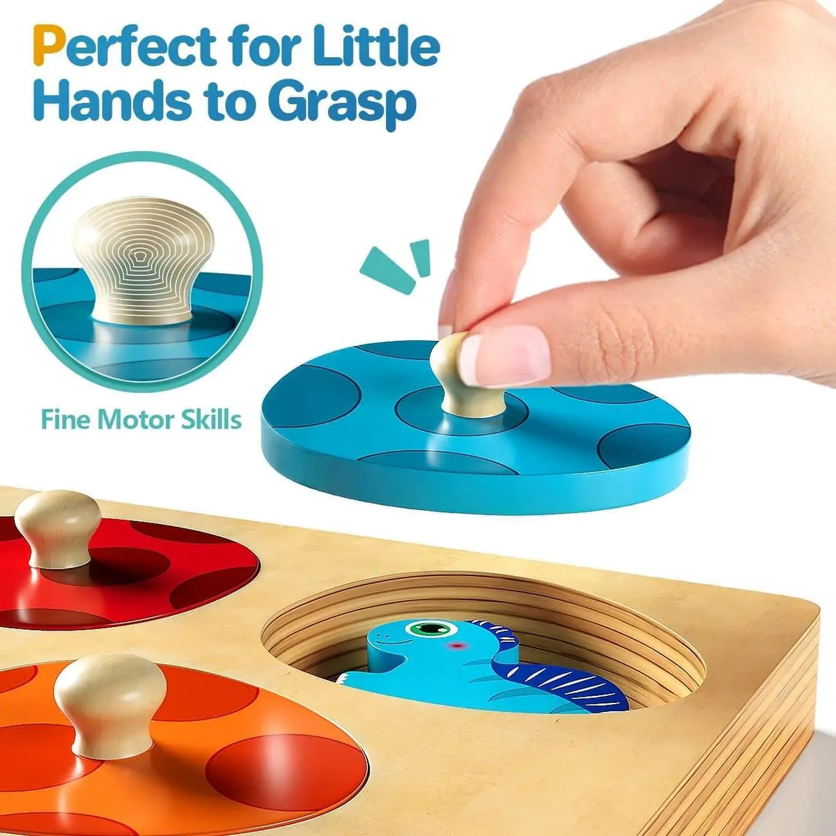 Montessori Wooden Dinosaur Egg Peg Jigsaw Puzzle