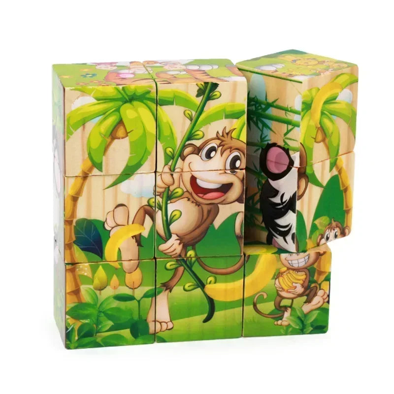 Wooden 3D Cube Puzzle – Montessori Educational Blocks