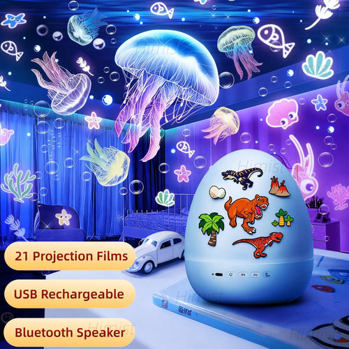 DinoGlow™ Projection Night Light-Rotating Star Projector with Music & Films