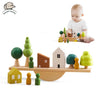 Montessori Sensory Wooden Forest Blocks & Animal Threading Toys