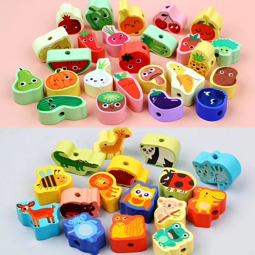 Wooden Threading Beads Lacing Toy