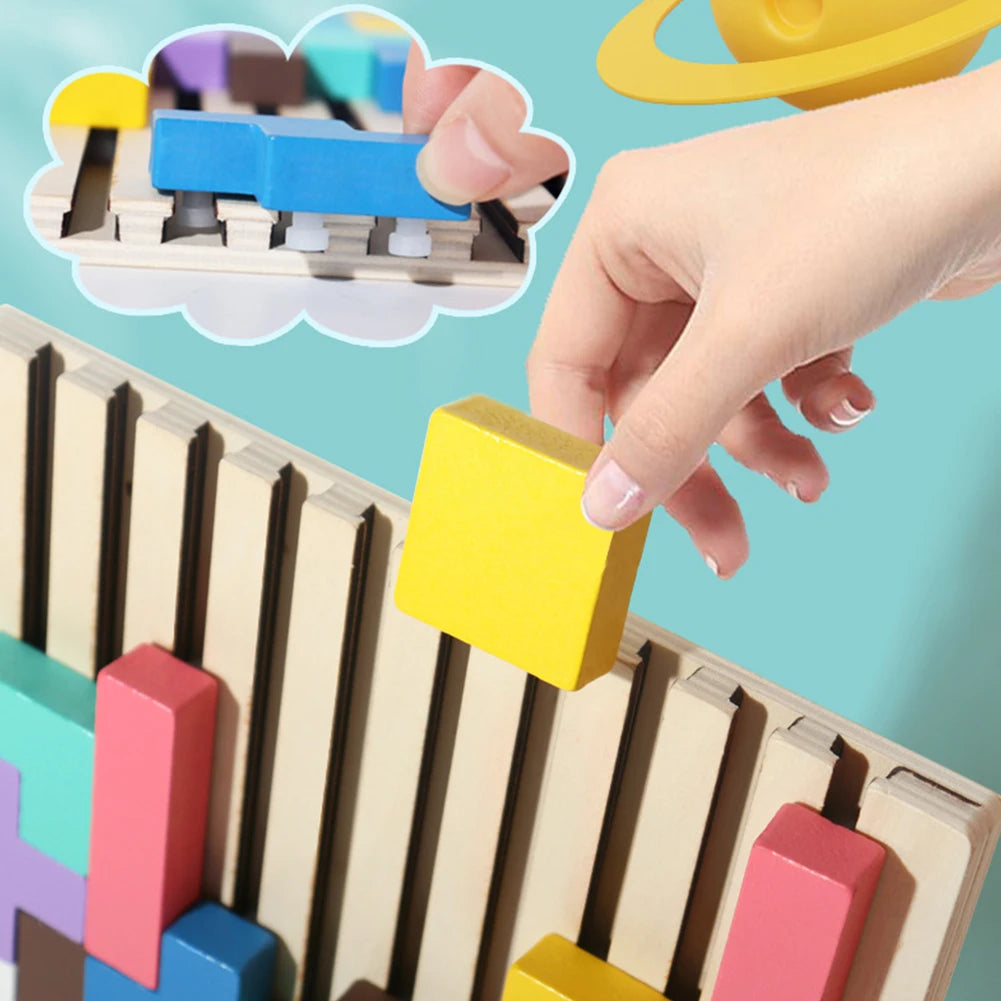 Colorful 3D Wooden Russian Blocks Puzzle – Brain Teaser & Stacking Game