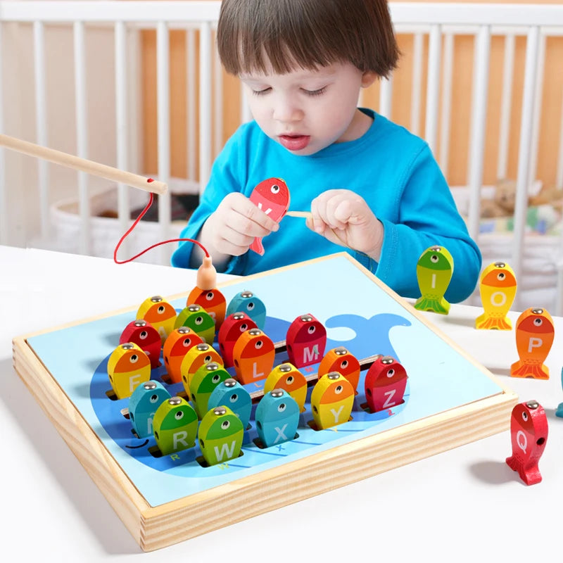 Wooden Magnetic Fishing and Drawing Game