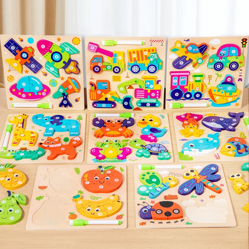 Wooden 3D Shape Puzzle with Drawing Board, photo 3