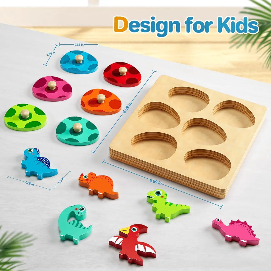 Montessori Wooden Dinosaur Egg Peg Jigsaw Puzzle