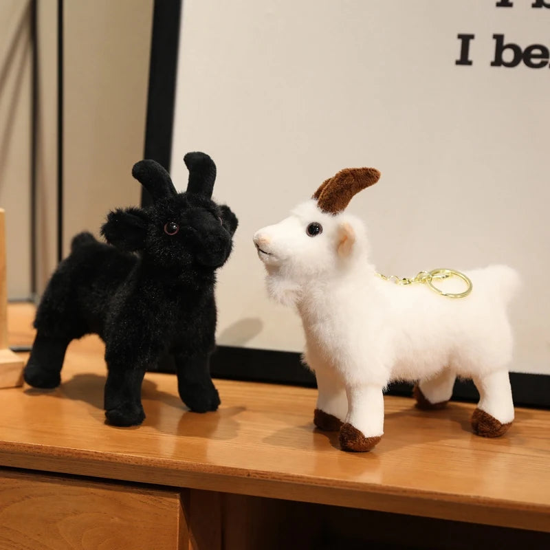 Black and White Goat Plush Keychain