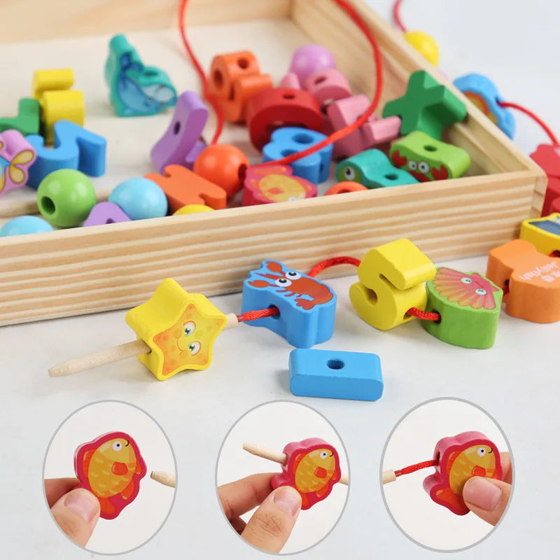 Wooden Threading Beads Lacing Toy
