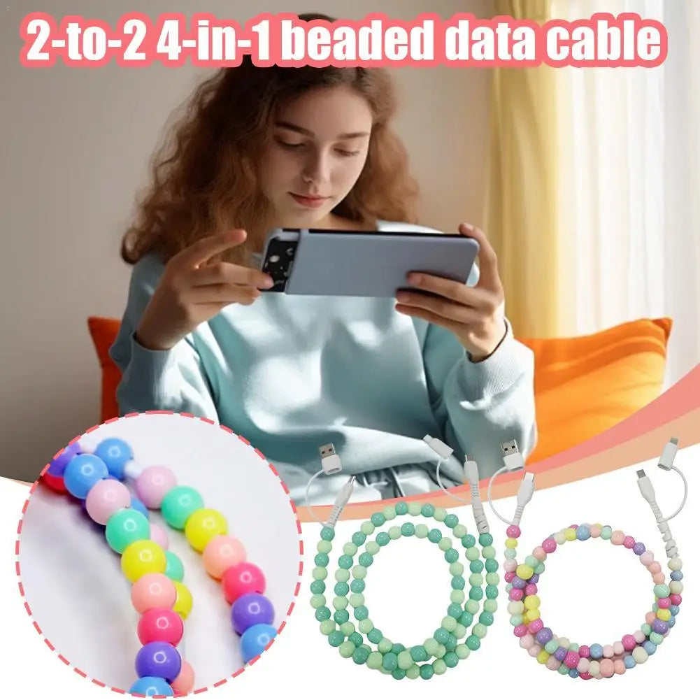 4-in-1 Beaded Charging Cable – 66W Fast Charger