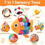 Tummy Time Fish Plush with Baby Mirror