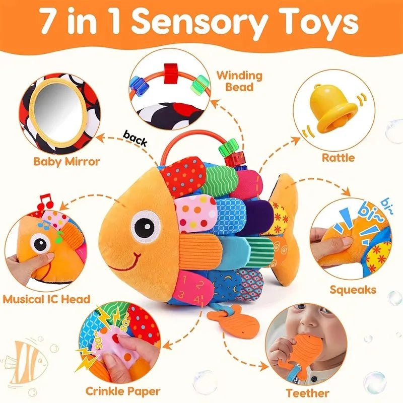 Tummy Time Fish Plush with Baby Mirror