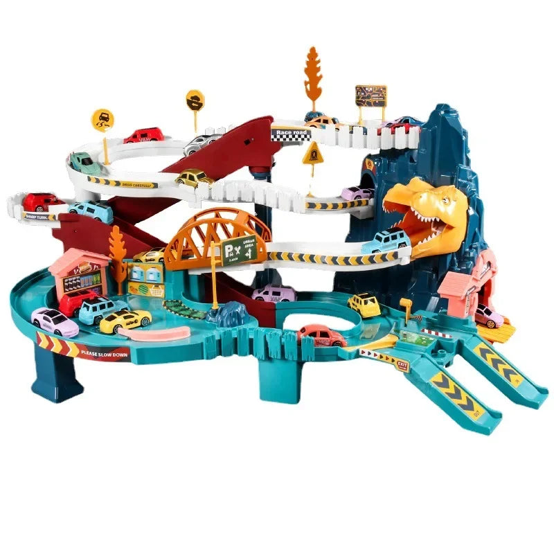 Dinosaur Parking Garage Rail Car Set