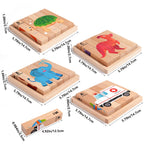 Montessori 3D Wooden Animal Transport Building Blocks Puzzle