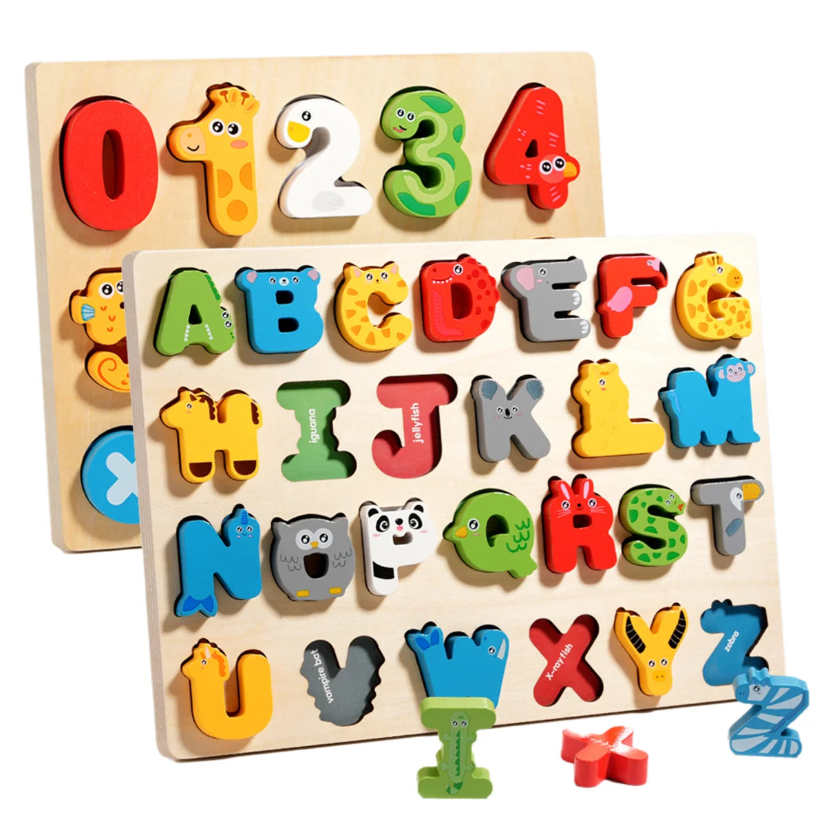 3D Wooden Alphabet & Number Matching Puzzle