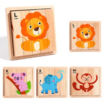 Montessori 3D Wooden Animal Transport Building Blocks Puzzle