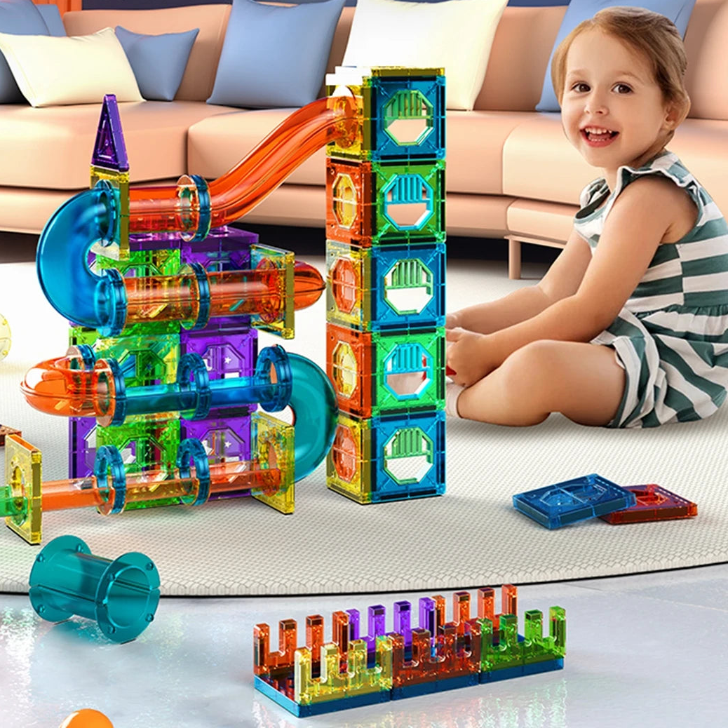 Clear Magnetic Tiles Marble Run Building Set